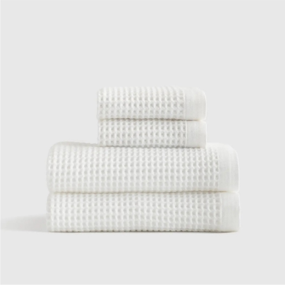 New QUINCE Organic Turkish Waffle Bath Towel Bundle White